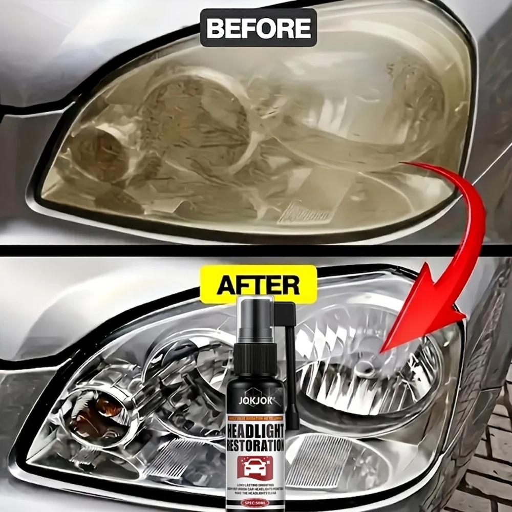 Headlight Restoration Spray - Removes Yellowing, Scratches, Haze, And Cloudiness, Instantly Brightens Headlights - Suitable for