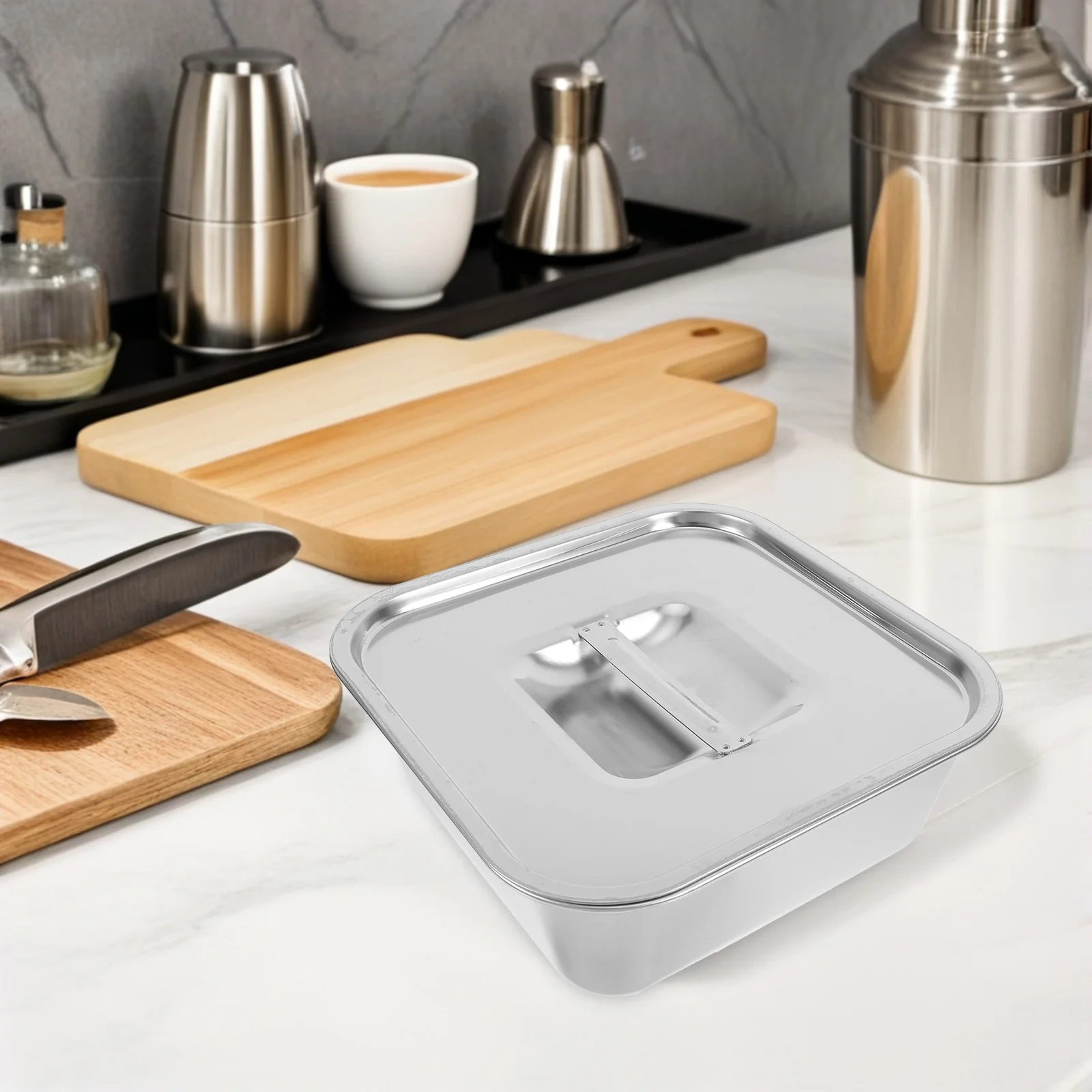 

Stainless Steel Square Tray Golden Flat Bottom Snack Plate for French Fries Fried Chicken Tiramisu Elegant Dining Serving Tray