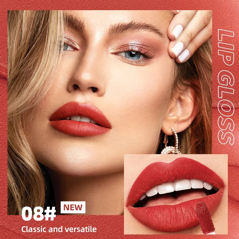 マットな仕上がりのマットリップグロス、ウォータープルーフで塗りやすい、剥がれずに長持ちする自然なメイク効果