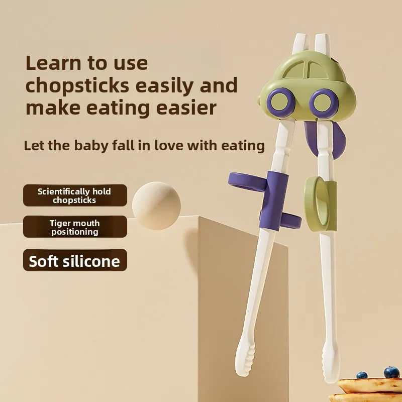 

Children Learning Chopsticks 2-3-6 Years Old Right Hand Training Eating Tableware Automatic Rebound Tiger Mouth Chopsticks