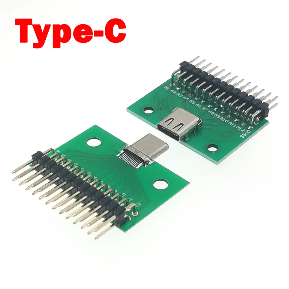 5pcs USB Type C 3.1 Connector Type-C Adapter Plate PCB Board Female Male Convertor 2*13P 2.54MM Transfer Test Board USB-C Module