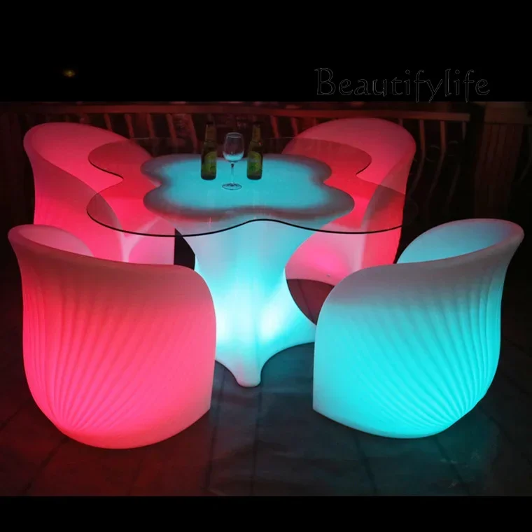 LED Luminous Plum Table and Chair Bar Conference Table Waterproof Outdoor Luminous Furniture