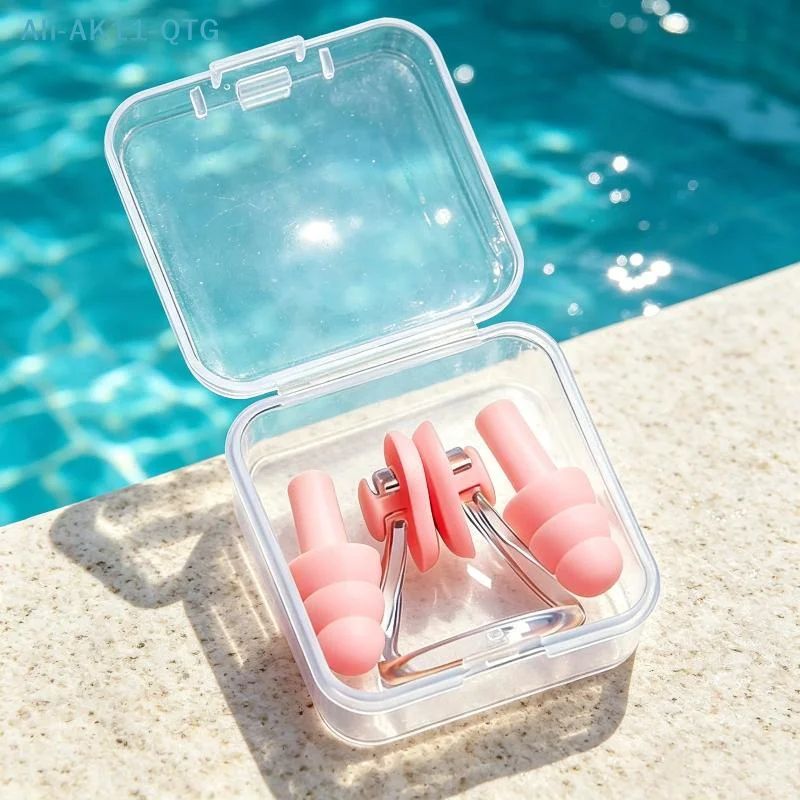 [New] 1Set Waterproof Soft Swimming Earplugs Nose Clip Swimming Ear & Nose Protector For Adult Children
