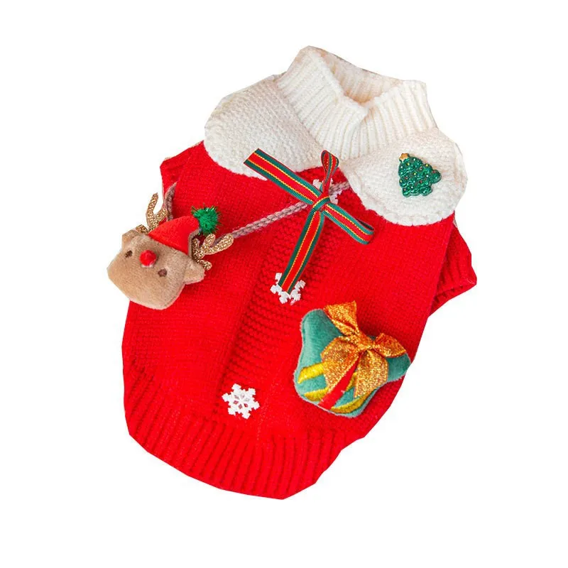 Dog Autumn Winter Christmas Elk Pet Sweater Cat Two Legged Knitted New Year Cardigan Dog Sweater Designer Dog Clothes
