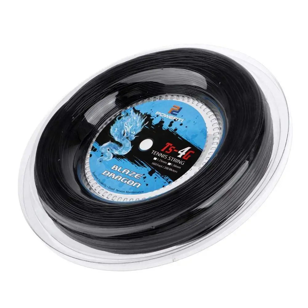 YOUZI 1 Reel Powerti 1.30mm/1.25mm Tênis Corda 4G Poliéster Treinamento Raquete Corda 200m Reel Ginásio Esporte Ao Ar Livre Corda Preta