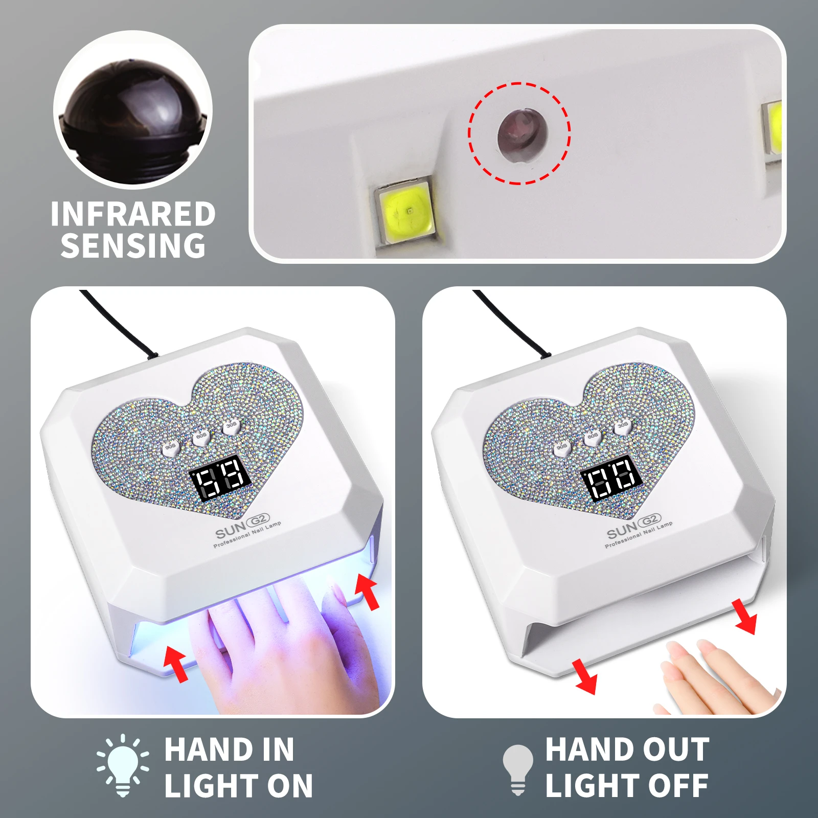 المهنية الأشعة فوق البنفسجية LED مسمار مصباح مريحة USB مسمار مجفف لعلاج طلاء الأظافر هلام مع الموقت التلقائي الاستشعار مانيكير أداة