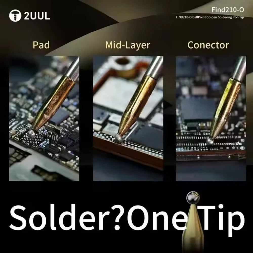 2UUL FD15 Find210 Gold-Plated Ball Soldering Tip for Macbook Laptop Motherboard PCB BGA Soldering Repair Solder Retraction Tool