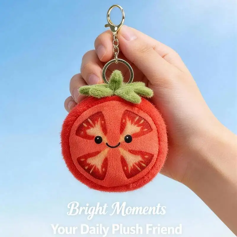 10CM Kawaii Cartoon Simulation Anime Tomato Filled Plush Toy Pendant Children's Lovely Fruit Tomato Handmade Doll Gift