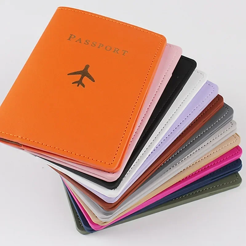 1PCS PU Leather Plane Passport Cover Case Card Holder Fashion Wallet Lightweight Travel Accessories for Flight for Women or Men