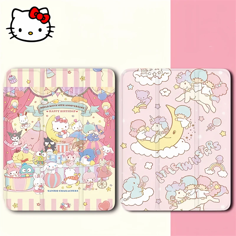 

Kawaii Sanrio HelloKitty Ipad защитный чехол милая девушка складной прозрачный мягкий чехол подходит для Ipad Pro 22 21 12,9 дюймов