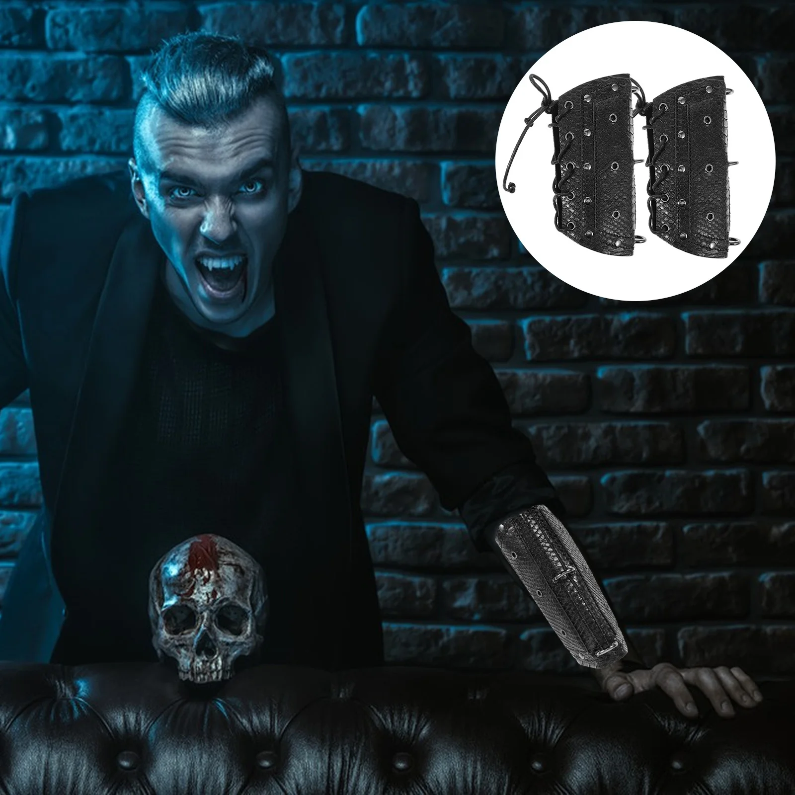 1 par chique mangas de braço de pele de cobra resistente artificial cosplay acessórios de fantasia de halloween mangas de braço masculino