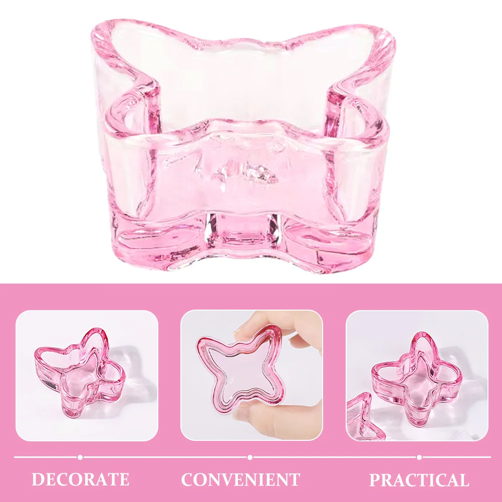 

Stylish Glass Nail Brush Dappen Cup Butterfly Shape for Acrylic Manicure DIY Nail Art Liquid Container Portable Elegant Small