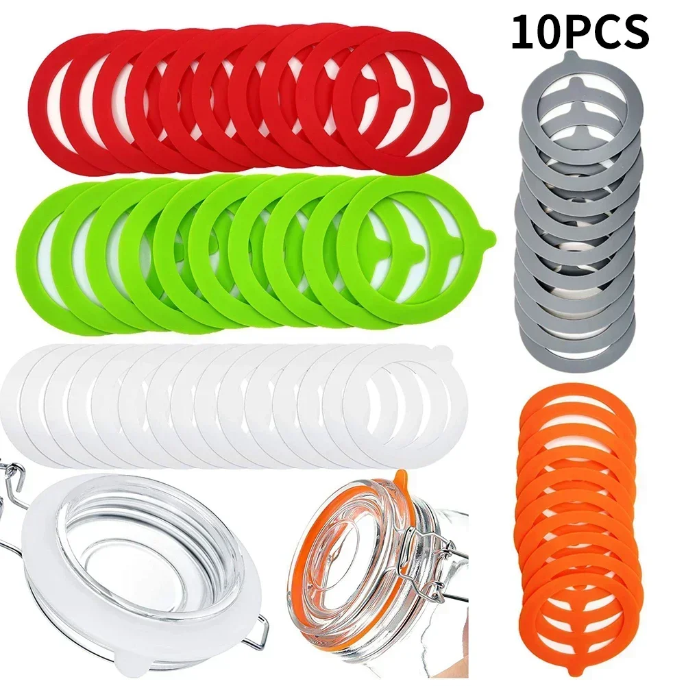 10pcs Silicone Jar Gaskets Replacement Airtight Rubber O Rings Leak-proof For Food Storage Sealing Lids Glass Can Masons Jars