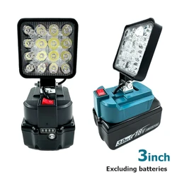 Cordless LED Work Light 3inch Jobsite Light Spotlight Tool for Makita 18VLi-ion Battery Lamp Flood Light Flashlight(No Battery)