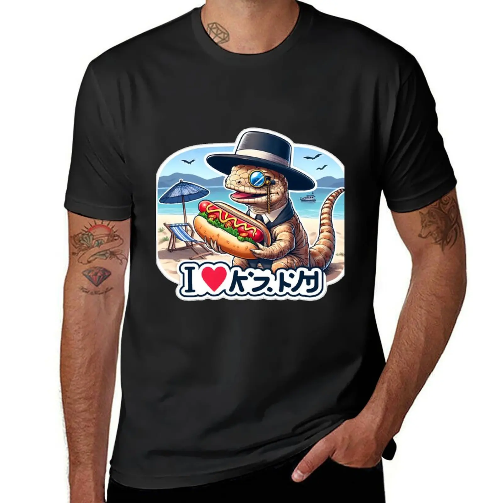 Hot-Dog Lezard Plage T-shirt cute clothes vintage clothes quick-drying quick drying funny t shirts for men