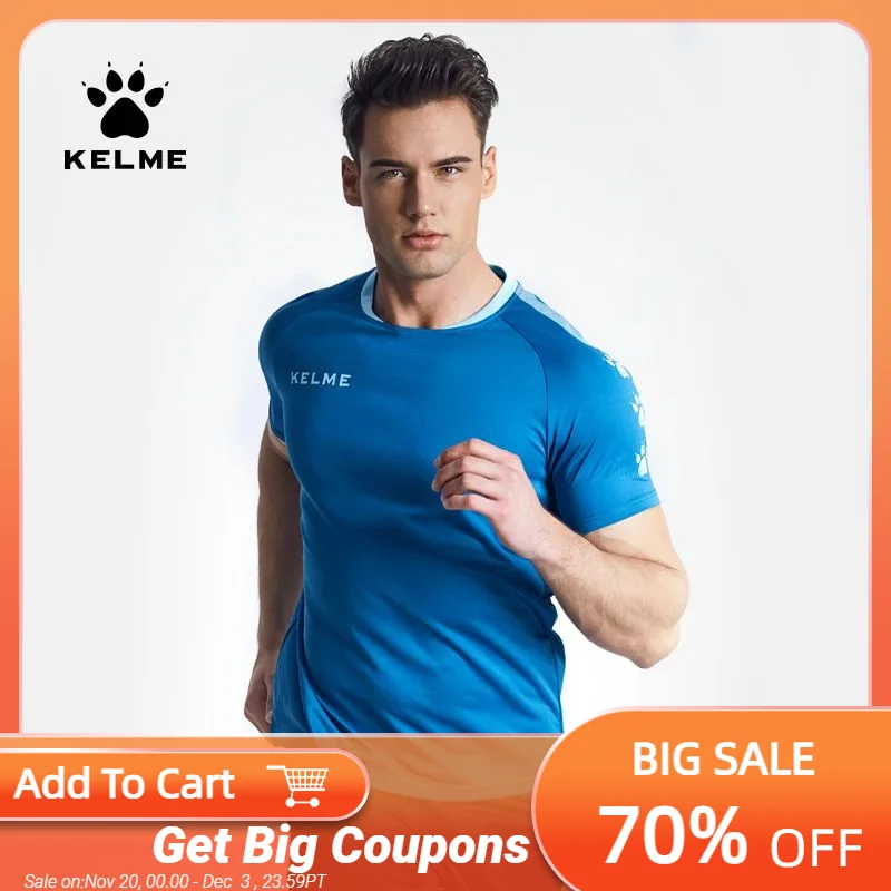 

KELME Men's Soccer Jersey Football Uniforms Summer Training Suits Original Team Jersey Short Sleeve Breathable Male 3891060
