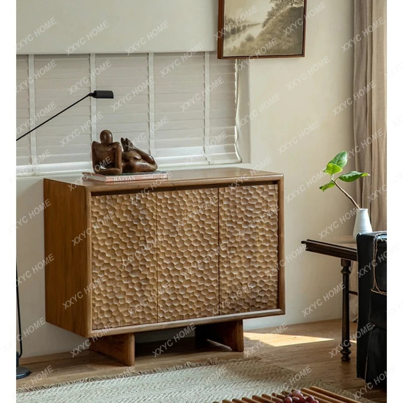 

Q Teak side cabinet\ Medieval retro style all solid wood living room locker