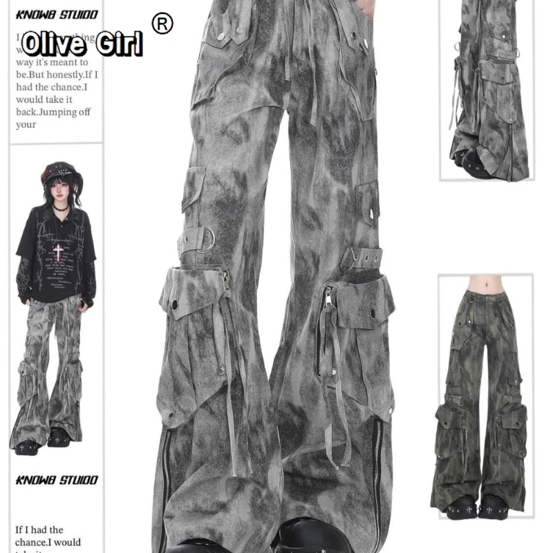 حجم كبير بنطلون جينز نسائي عالي الشارع سروال دينم نسائي فيبي واسع الأرجل سحب كبير الحجم مثير فتاة فضفاضة بانت