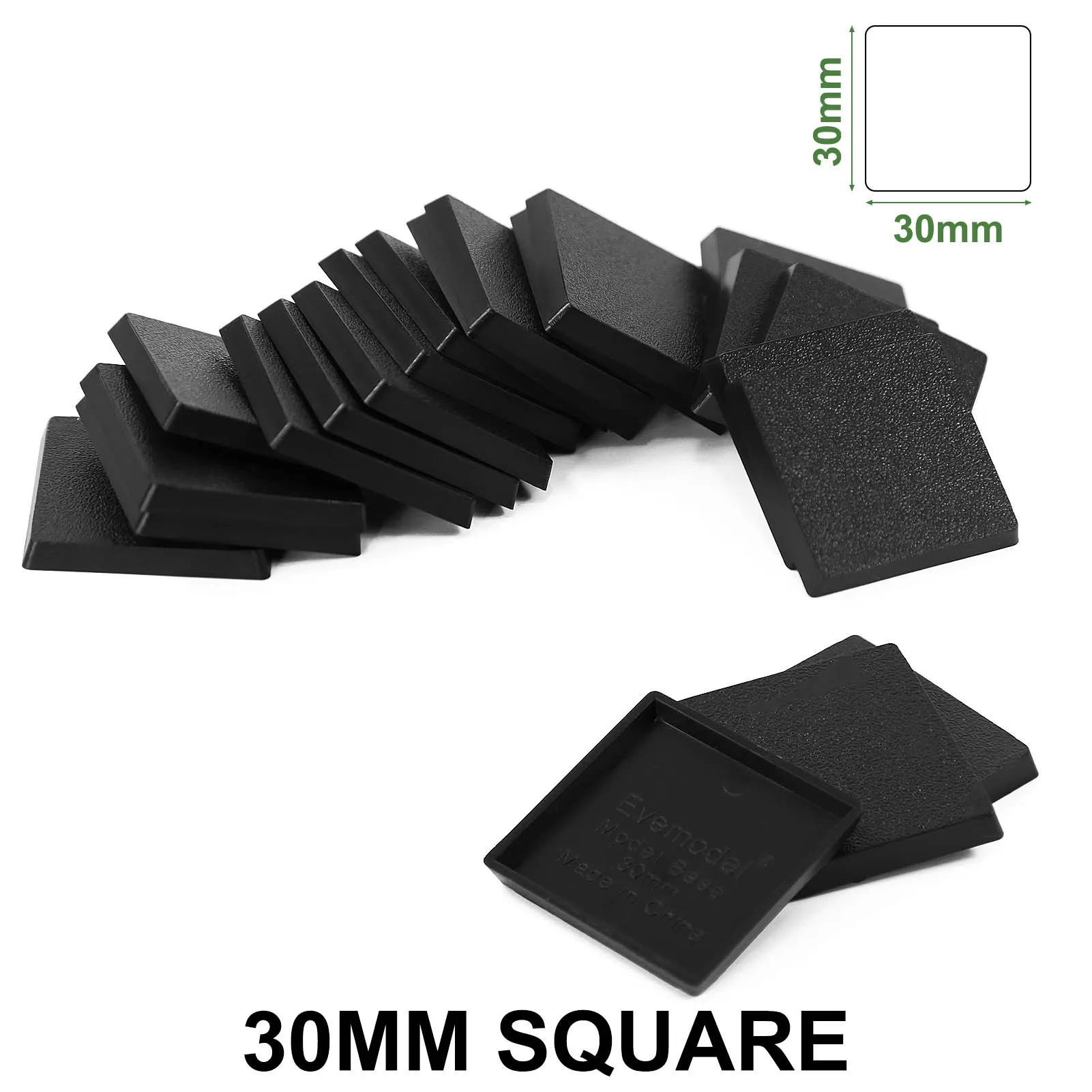 

Evemodel 100pcs 30mm Square Bases Plastic Black Miniature for Warhammer Wargames MB1030