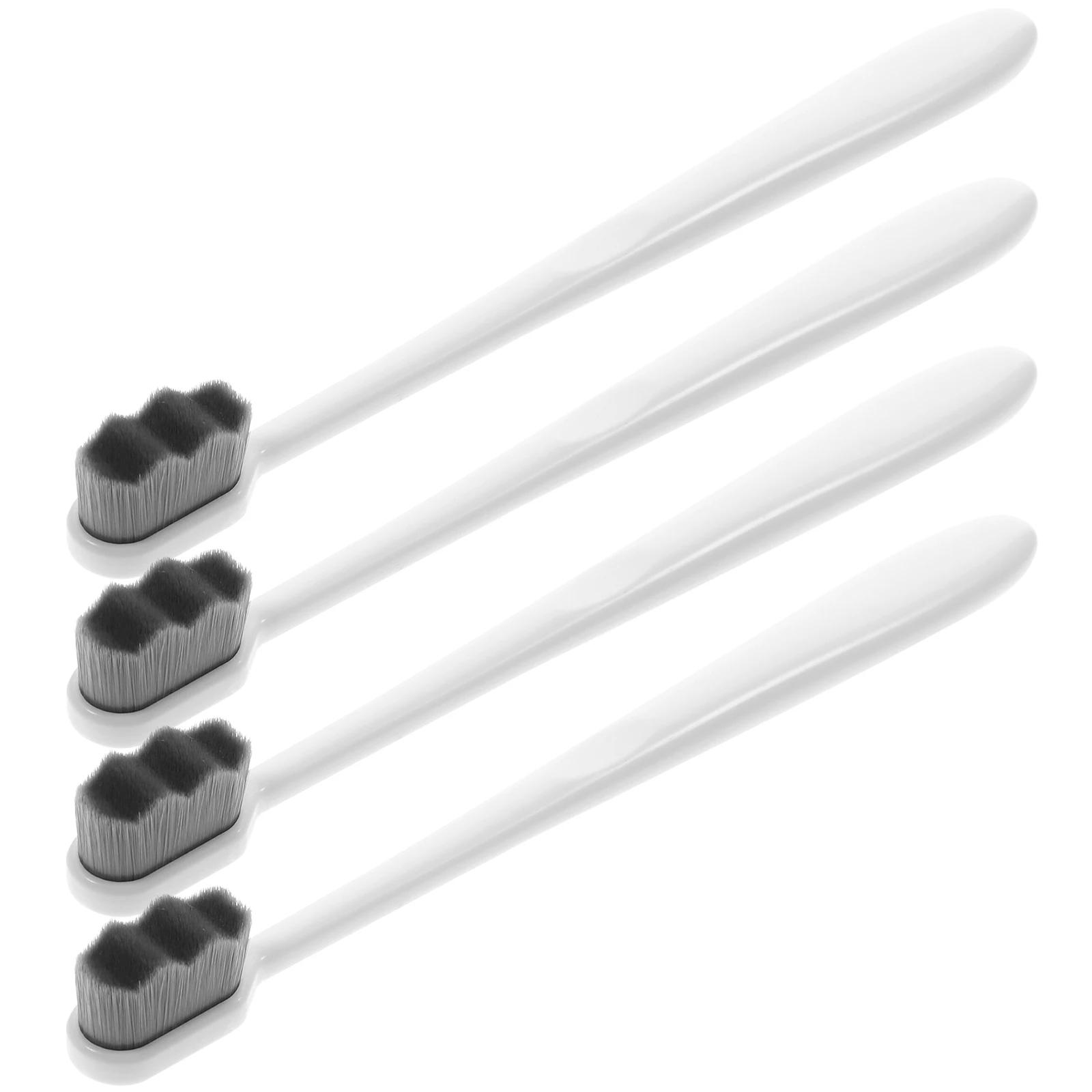 

4 Pcs Soft Toothbrushes for Adults Medium Bristles White Travel Portable Foldable Small Size Camping Household Oral Cleaning