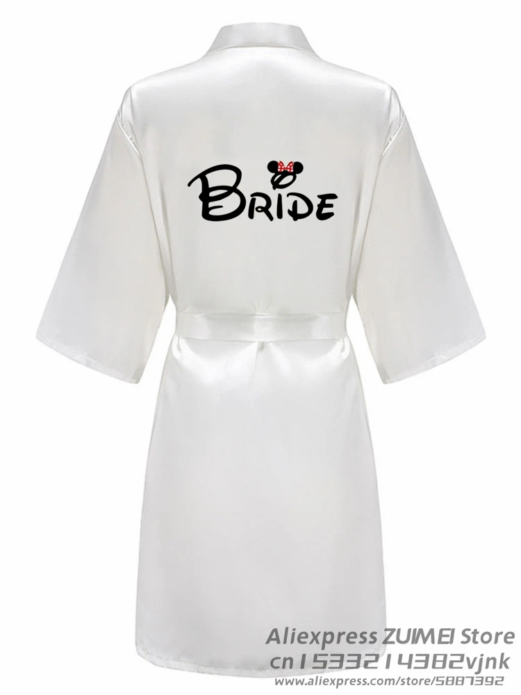 Wedding Party Team Bride Funny Women Wedding Dressing Gown Bathobe Bridal Party with black letters Robes Bridesmaid Robes gift