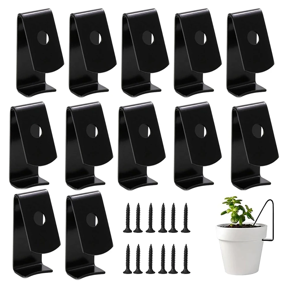 12 Pack Metal Plant Pot Hangers With Screws Wall Mount Hooks For 5-8 Inch Flower Pots Vertical Garden Hanging Brackets