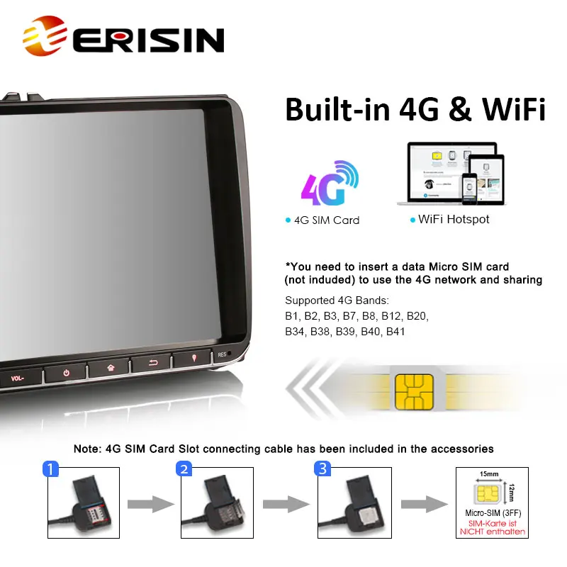 Erisin ES8528V 8-Core Android 13.0 Wireless CarPlay Auto Stereo SWC For VW Passat Polo Golf Jetta Tiguan T5 Beetle Autoradio GPS