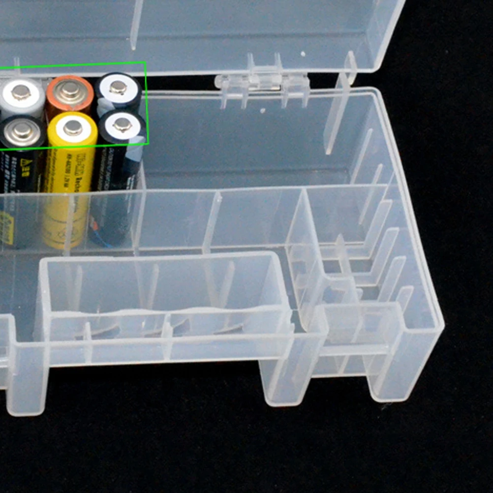 

Storage Box Clear Portable With Handle Leakproof Compartments For Aa Aaa 9V Batteries Organizer Case Container Pp