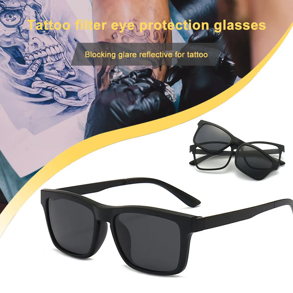 

Поляризованные солнцезащитные очки с татуировкой, очки для защиты глаз, магнитные адсорбционные линзы, светоотражающие очки с фильтром для татуировки для татуировки