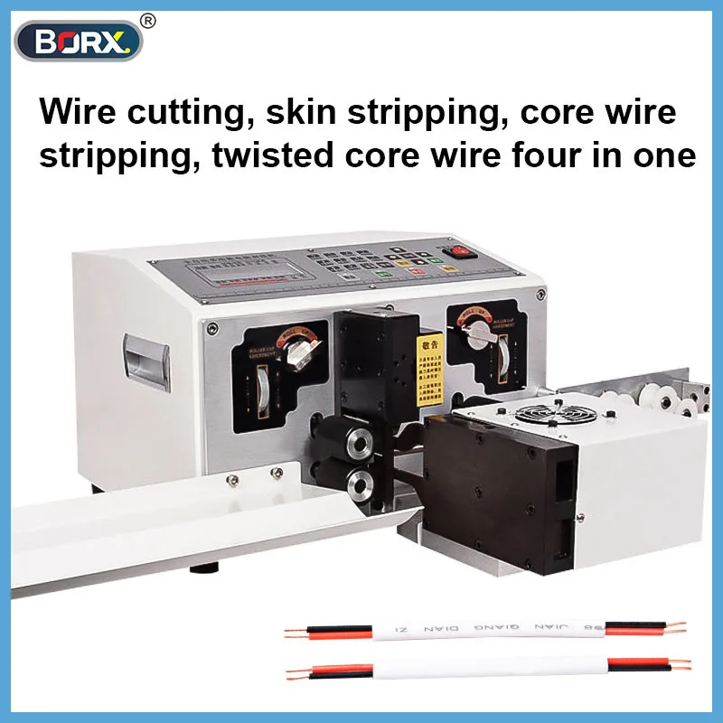 Flat sheath wire peeling machine with twisting multi core wire stripper two cords flat cables cut and strip equipment