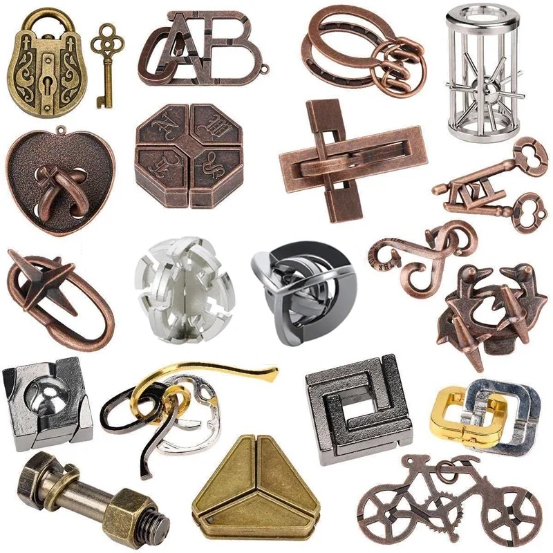 

Variety Metal Puzzles Brain Teasers 3PCS Set IQ Logic Test Disentanglement for Mind Challenge Educational Toys Kids Adults
