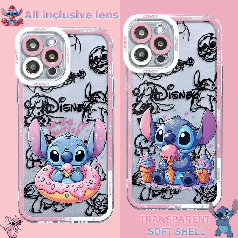 Disney Stitch Eat Dessert Case For Samsung Galaxy A54 A34 A24 A14 A13 A53 A33 A73 A23 A05 A05S A72 A52 A52S A32 A22 A12 A51 A71