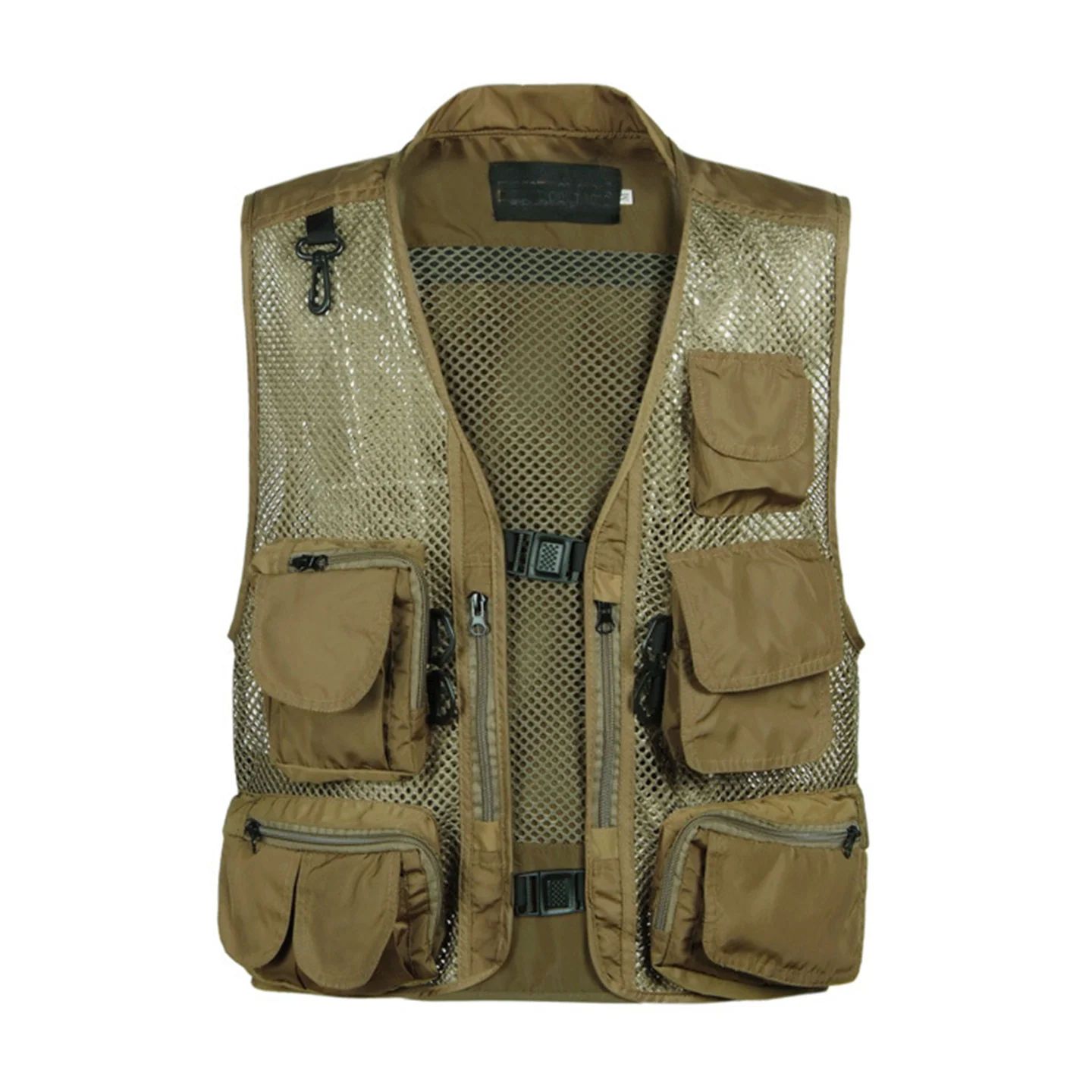 Men\'s Camouflage Hunting Vest Mesh Breathable Sleeveless Jacket Reporter Director Waistcoat Multi-Pocket Casual Fishing Vest