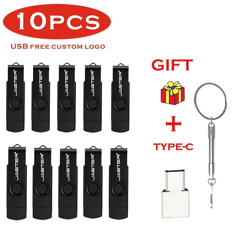 JASTER 10 PCS LOT USB flash drive 3 in 1 OTG Pen Drive High Speed TYPE-C Adapter Gift Micro USB stick External Storage 64GB 32GB