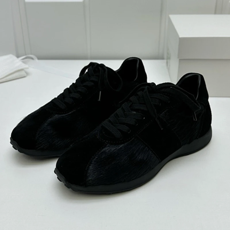 Withered Minimalist And Fashionable Women's Cowhide And Horsehair Casual Shoes Vintage Training Shoes Girls Sneakers Womens