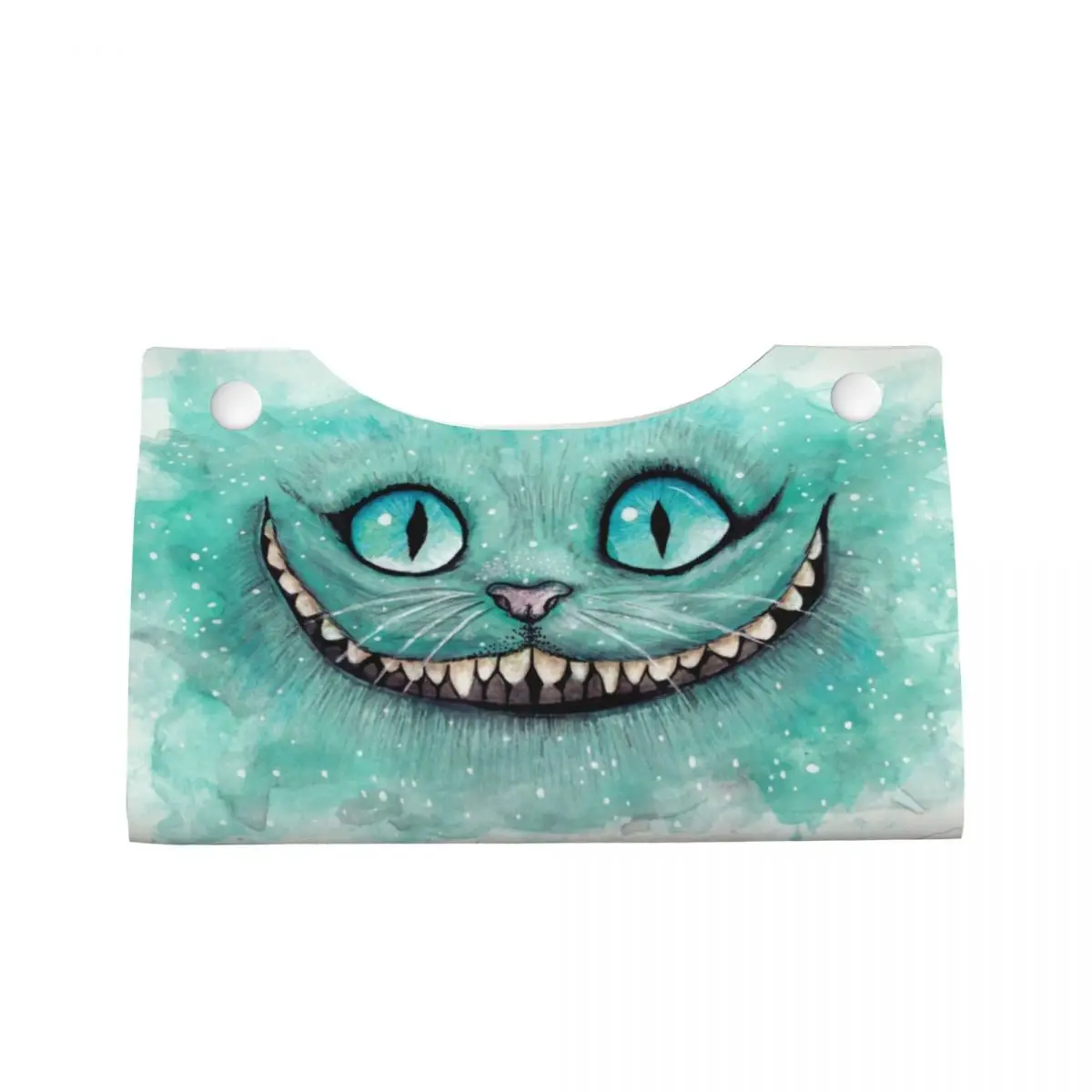 Custom Funny Cheshire Cat Tissue Box Cover Rectangular PU Leather Alice In Wonderland Facial Tissues Holder for Car