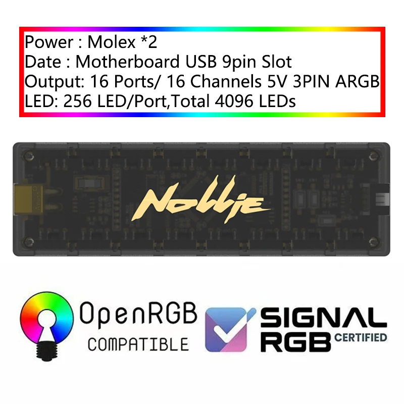 Nollie SignalRGB OpenRGB 범용 5V 3PIN ARGB 비동기 컨트롤러 허브 컴퓨터 PC 케이스 냉각 팬 라이트 스트립 썸네일 5