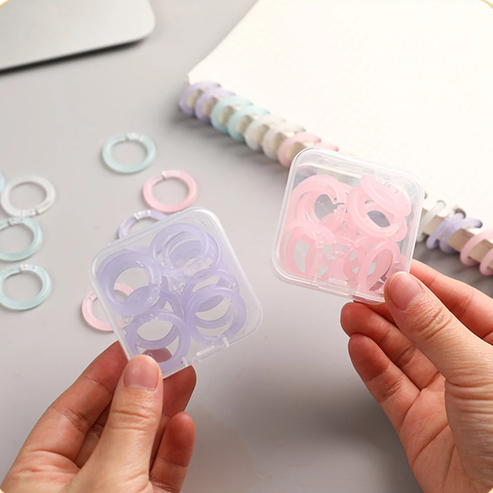 20Pcs Plastic Binder Ring 15mm DIY Albums Circle King Ring Opening Loose-leaf Book Hoops Photo Album Office Binding Supplies