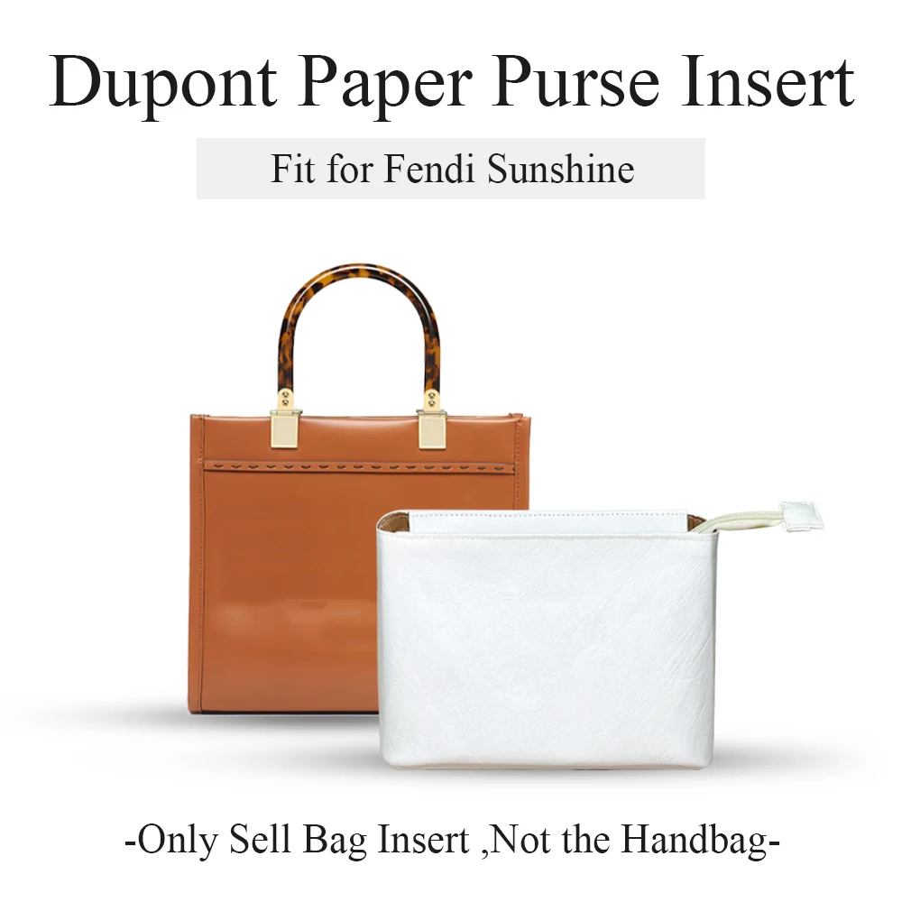 Dupont Paper Purse Organizer Insert Fit for Fendi Sunshine, Small Slim Inner Liner Bag Organizer Insert Inside Storage Bag