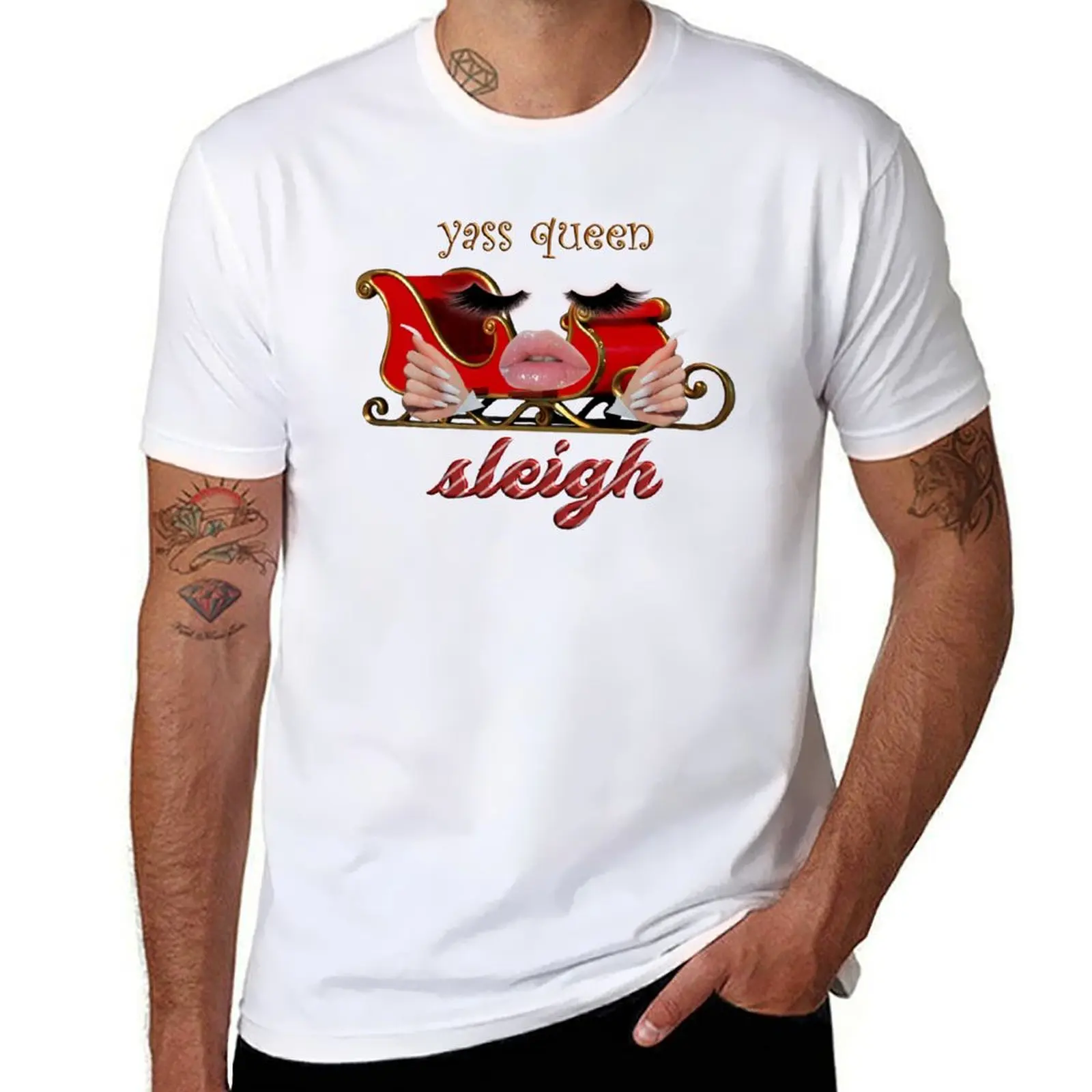 

yass queen sleigh - christmas / holiday T-Shirt t shirts for man pack white t shirts for man graphic tees T-Shirt