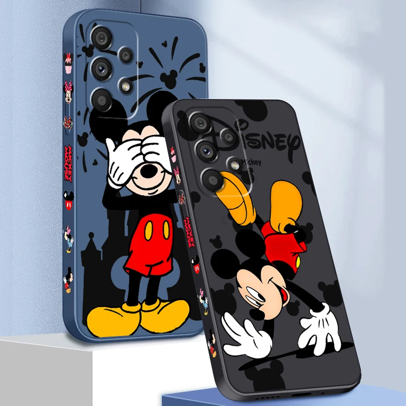 Mickey Disney Schattige Cartoon Vloeistof Links Touw Voor Samsung Noot 20 10 A54 A31 A14 A03 A22 A34 A04 A24 A25 Ultra Plus 5G Zacht