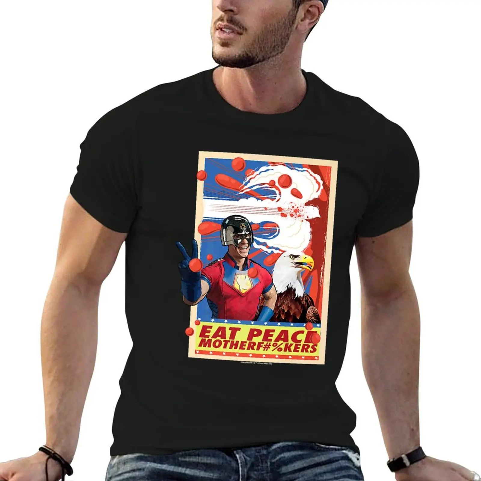 

Peacemaker Eat Peace with Eagle T-Shirt t shirt custom print t shirts for man cotton T-Shirt