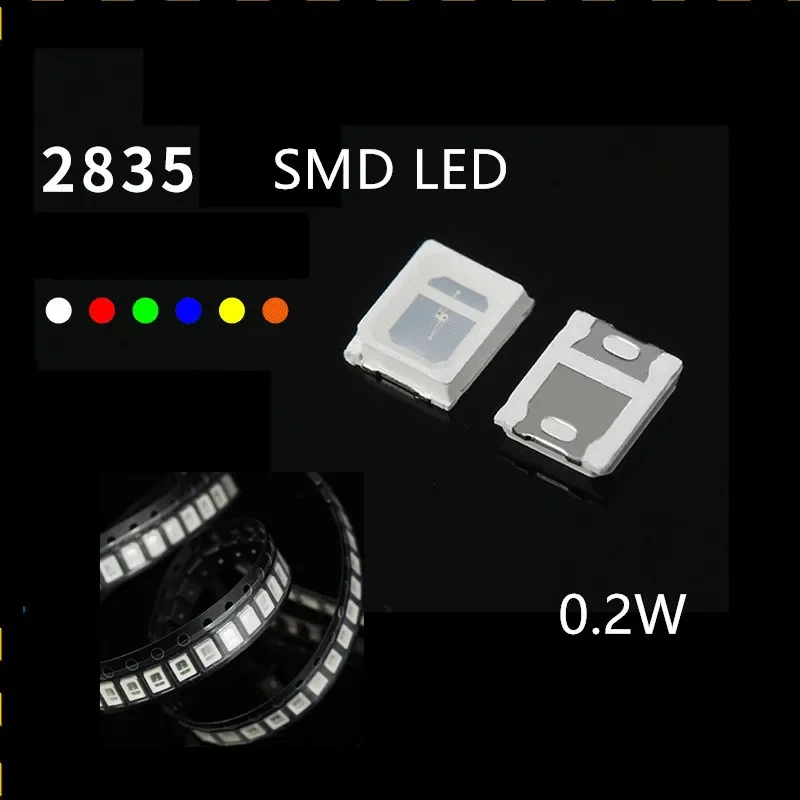 

1000pcs/Lot 0.2w LED 2835 SMD LED Light Beads LED chips Diodes warm wihte Withe Red Blue Gree purple