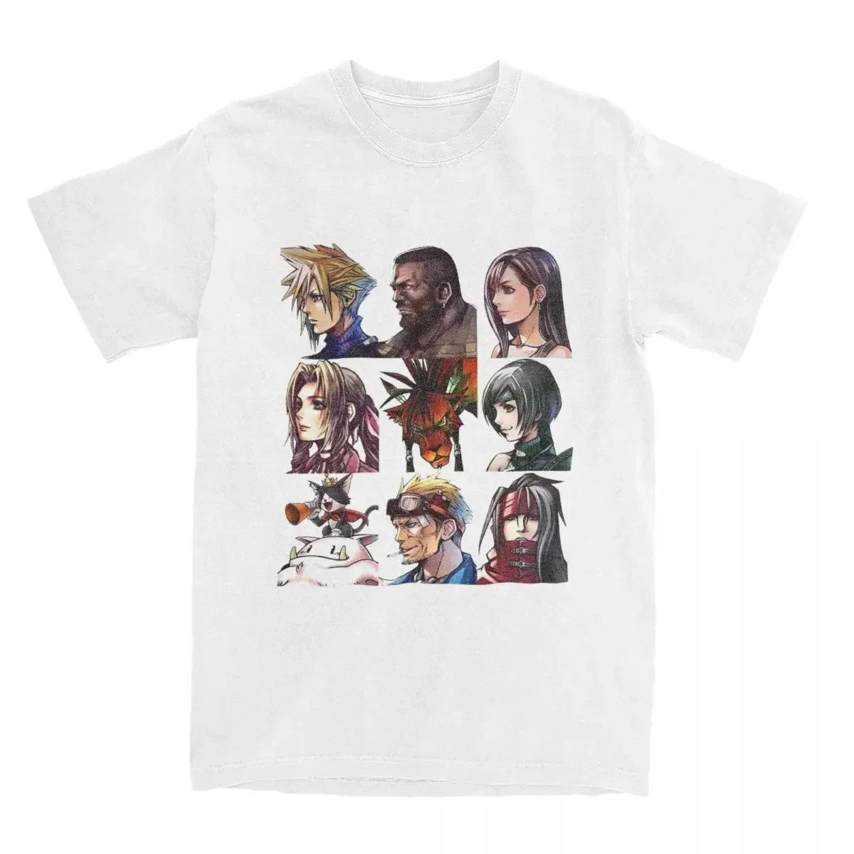 Vintage Final Fantasy Character T-Shirts For Men O Neck 100% Cotton T Shirt Cloud Strife Short Sleeve Tees Printed Clothes