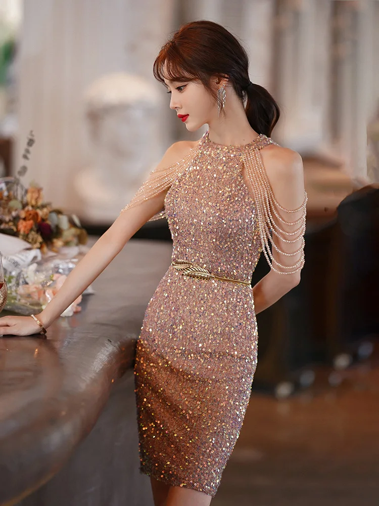 SmallFrenchlighteveningdres Forwomenwith A Senseof Luxury Light Luxury Niche High-end Banquettemperamentand Glamorousparty Dress