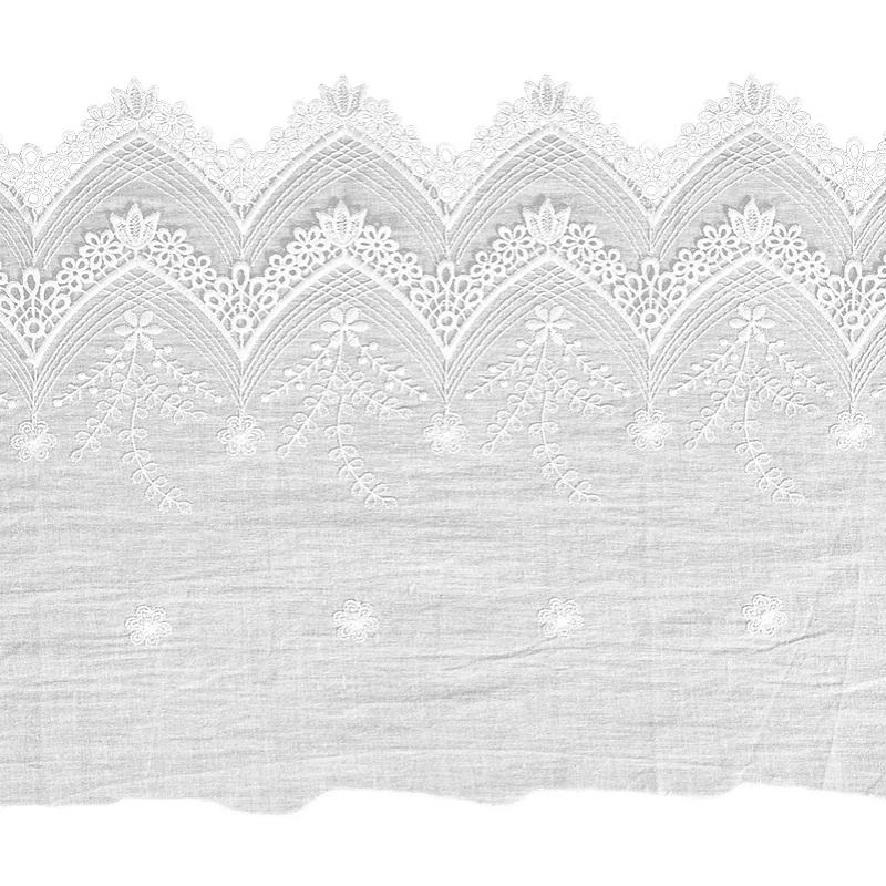 29CM Wide Exquisite White Cotton Floral Embroidered Lace Fringed Ribbon Trim For Sewing Sofa Curtain Apparel Fabric DIY Crafts