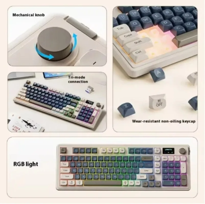 L98 Tri-mode Bluetooth Wired Wireless Keyboard High-value Gaming Gaming Office Silent Membrane Keyboard