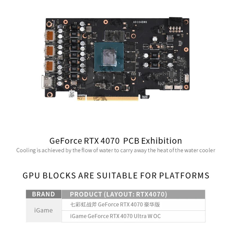 

Bykski GPU Block For iGame GeForce RTX 4070 Ultra W OC / Battle Axe RTX4070 , Graphics Card Cooling Radiator With Backplate