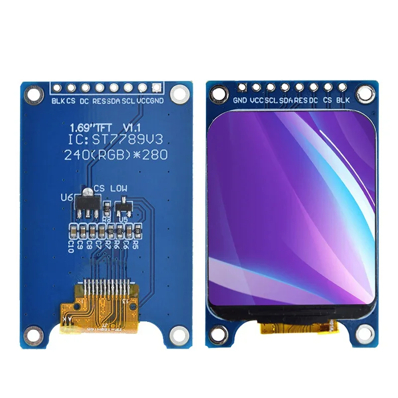 Módulo De Pantalla TFT A Color Para Arduino, 1,69 Pulgadas, 1,69 Pulgadas, HD, IPS, LCD, LED, 240x280, Interfaz SPI, ST7789