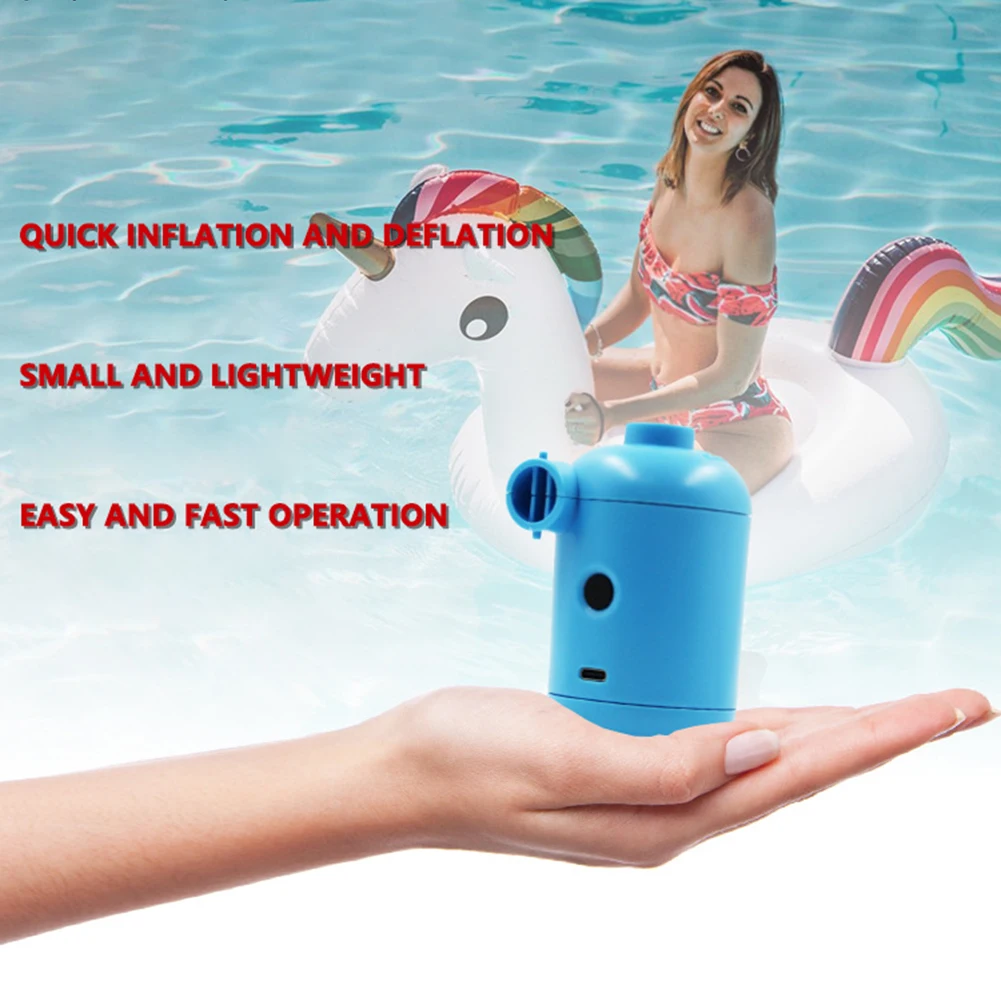 Electric Air Pump USB Rechargeable Inflator Deflator Pump With 4 Different Air Nozzles For Inflatables Air Mattress, Swim Pool